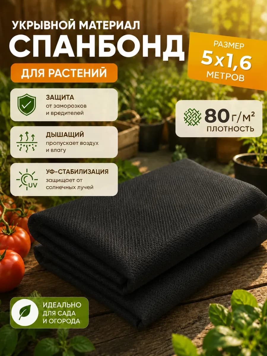 Укрывной материал для грядок спанбонд черный, черный